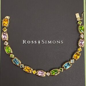 Ross-Simons Sterling Silver vermeil multicolored Gemstones bracelet 7”